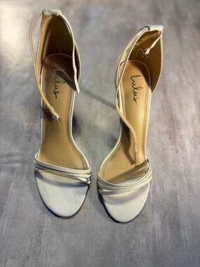 Lulus Iva White Ankle Strap High Heel Sandals Size 10